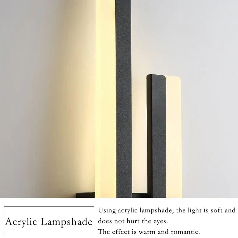 Moderne LED Wandlamp: Zwart/Gouden Acryl Kamerversiering Lamp