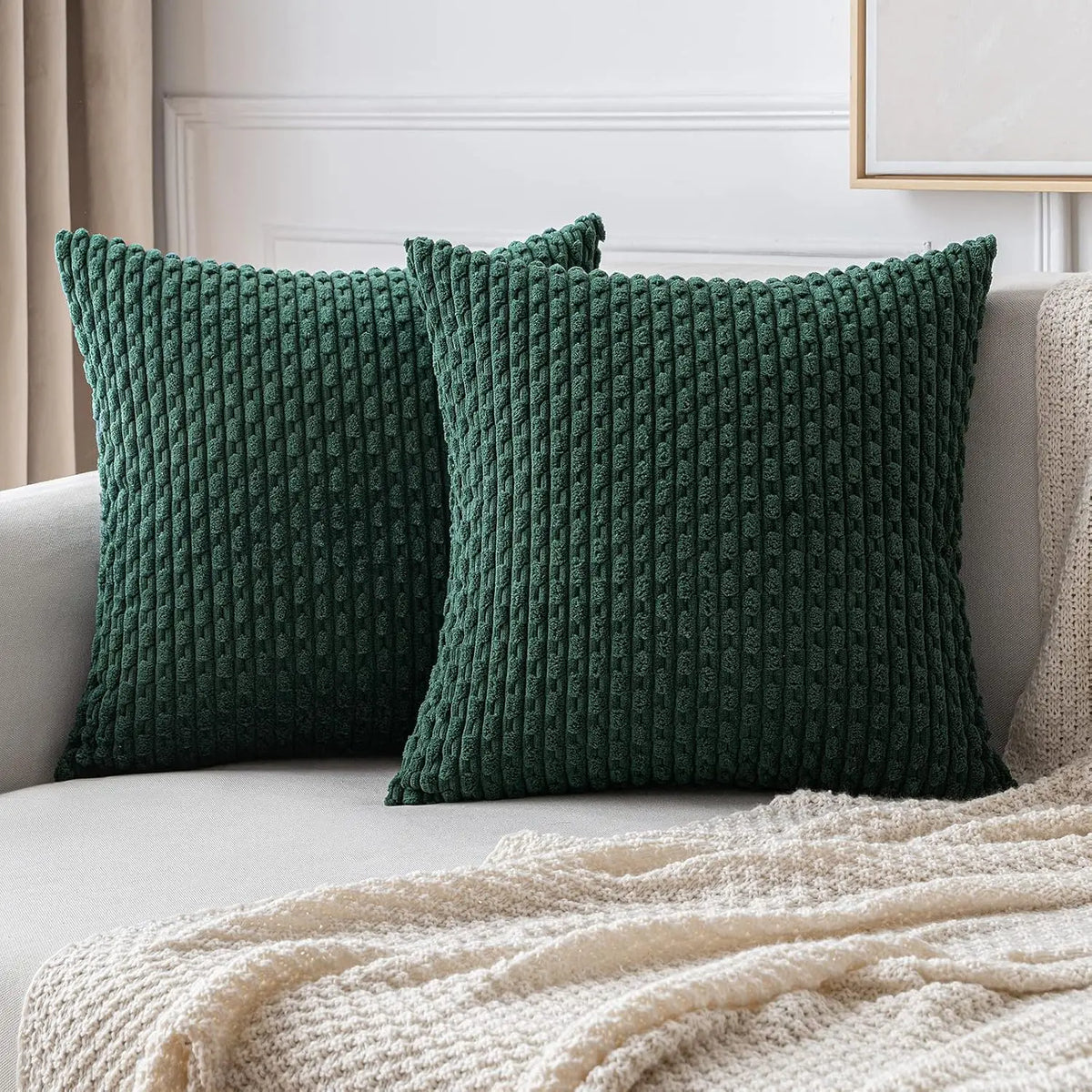 Zachte Ribbel Velours Decoratieve Kussen met Strepen in Boho Stijl voor Sofa en Bed