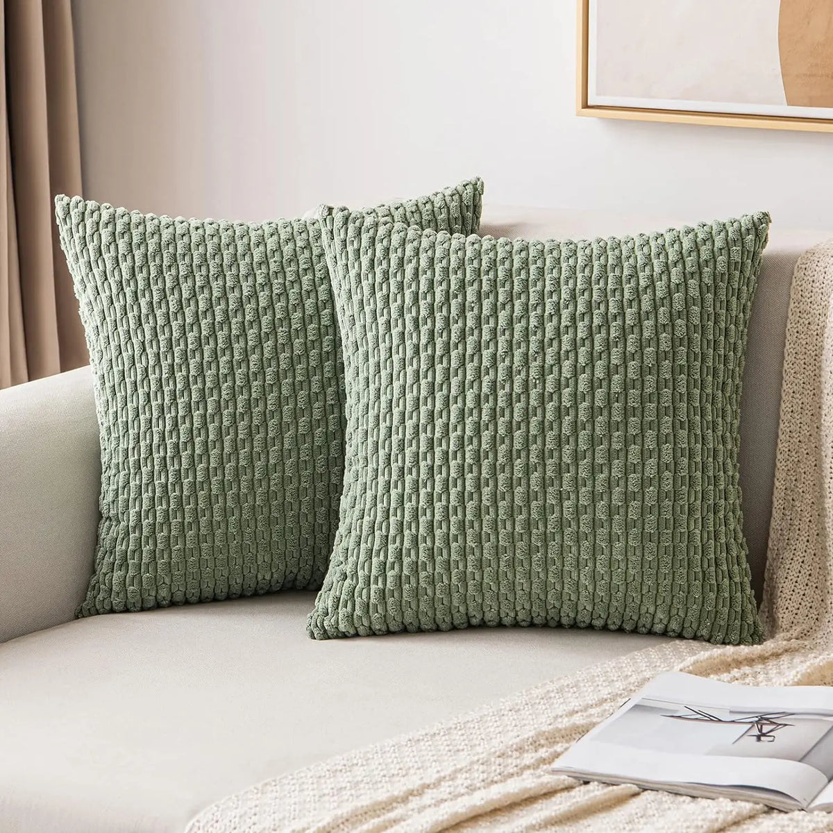 Zachte Ribbel Velours Decoratieve Kussen met Strepen in Boho Stijl voor Sofa en Bed