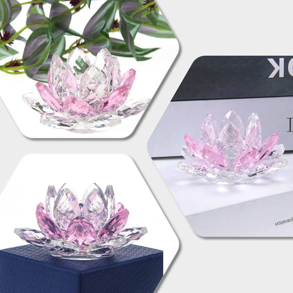 Kristallen Lotus Bloem Ambacht Glas Paperweight Thuis Decoratie Ornamenten Figuren Thuis Huwelijk Feest Decoratie Cadeaus Souvenir