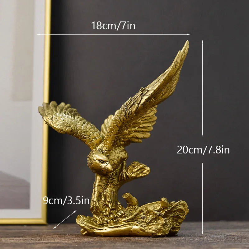 Hars Gouden Arend Standbeeld Kunst Dier Model Collectie Ornament Huis Kantoor Bureau Feng Shui Decor Figuren eenvoudig