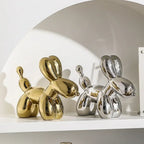 Nordic Keramische Ballon Hond Sculptuur Gouden Dier Decoraties Standbeeld Woonkamer Ornamenten Creatief Bureau Ornament Thuis Decor