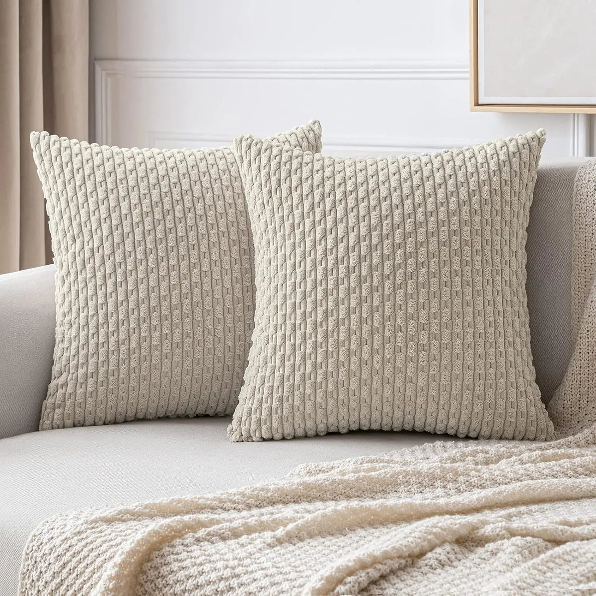 Zachte Ribbel Velours Decoratieve Kussen met Strepen in Boho Stijl voor Sofa en Bed