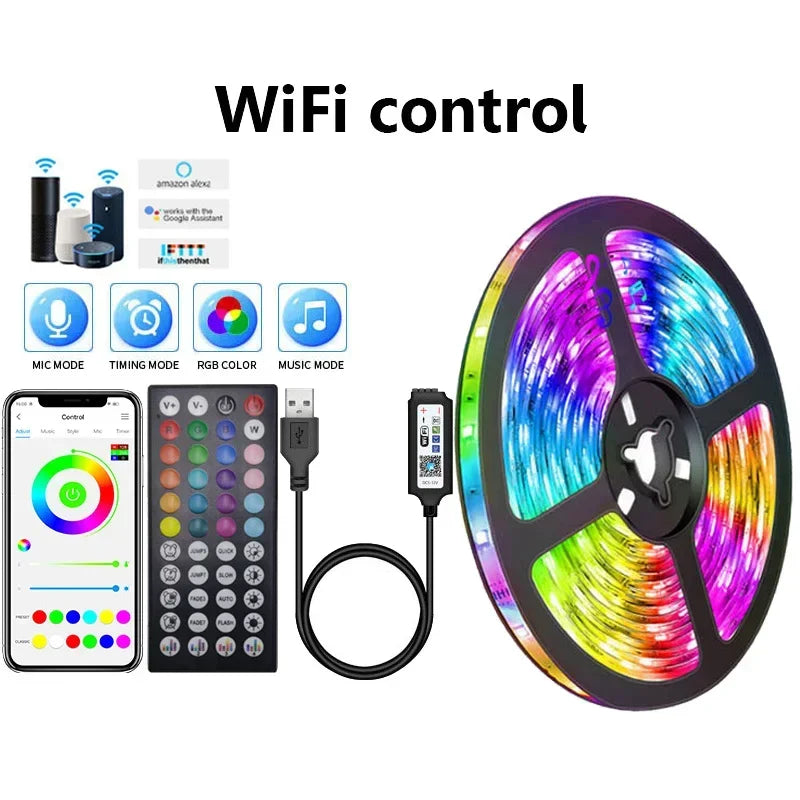 USB RGB LED strip verlichting met app-besturing voor kamer- en TV-achtergrondverlichting decor