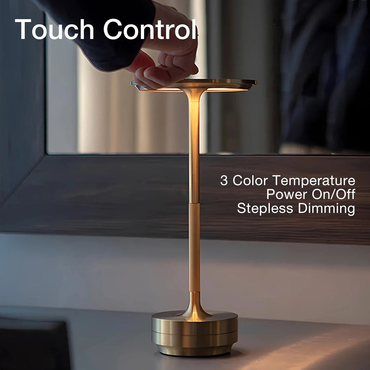 Draadloze oplaadbare moderne Aura-tafellamp met touchbediening | Draadloos LED-licht voor moderne bijzettafels en bureaus | Minimalistische tafellamp