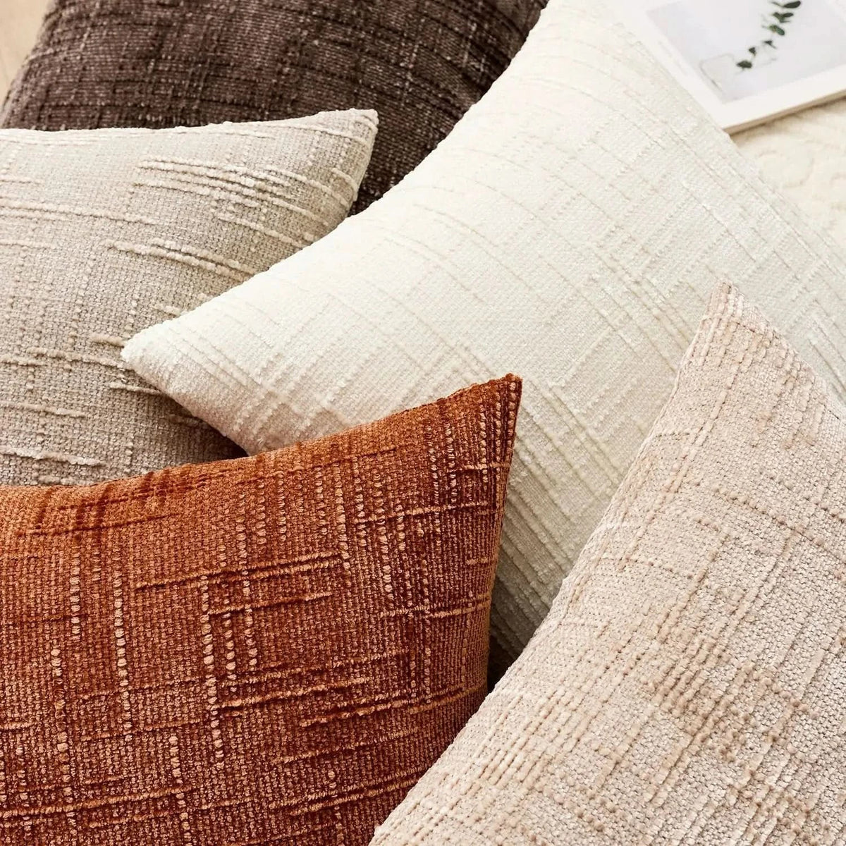 Chenille Kussenhoes Bamboe Structuur Effen Kleur
