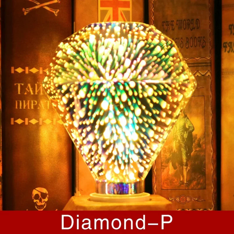 3D LED lamp | Vintage vuurwerk effect lamp met E27 fitting | 6W 85–265V | Decoratie, feest & kerstverlichting | Auravia