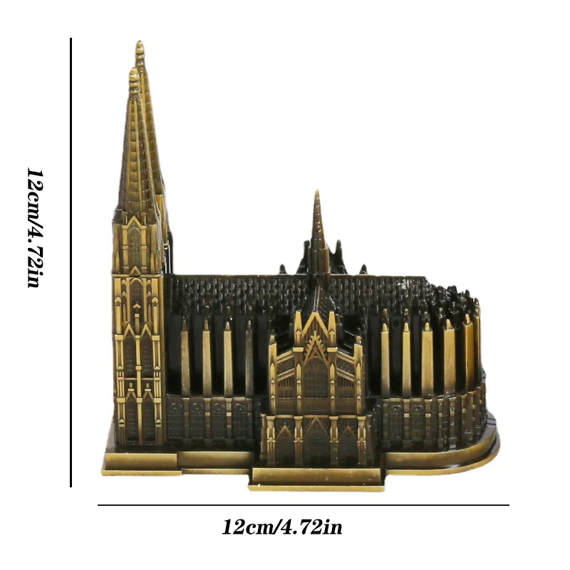 Kölner Dom Model Metaal Antiek Brons Duitsland Kölner Dom Gebouw Figuren Wereldberoemde Bezienswaardigheid Architectuur Decoratie