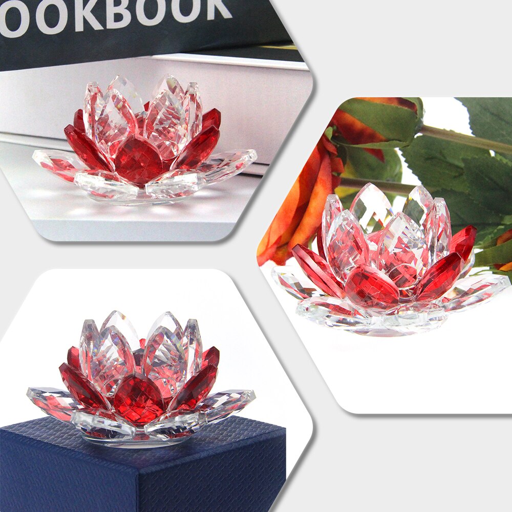 Kristal Lotus Bloem Ambacht Glas Papiergewicht Huis Decoratie Ornamenten Figuren Huis Bruiloft Feest Decoratie Cadeaus Souvenir