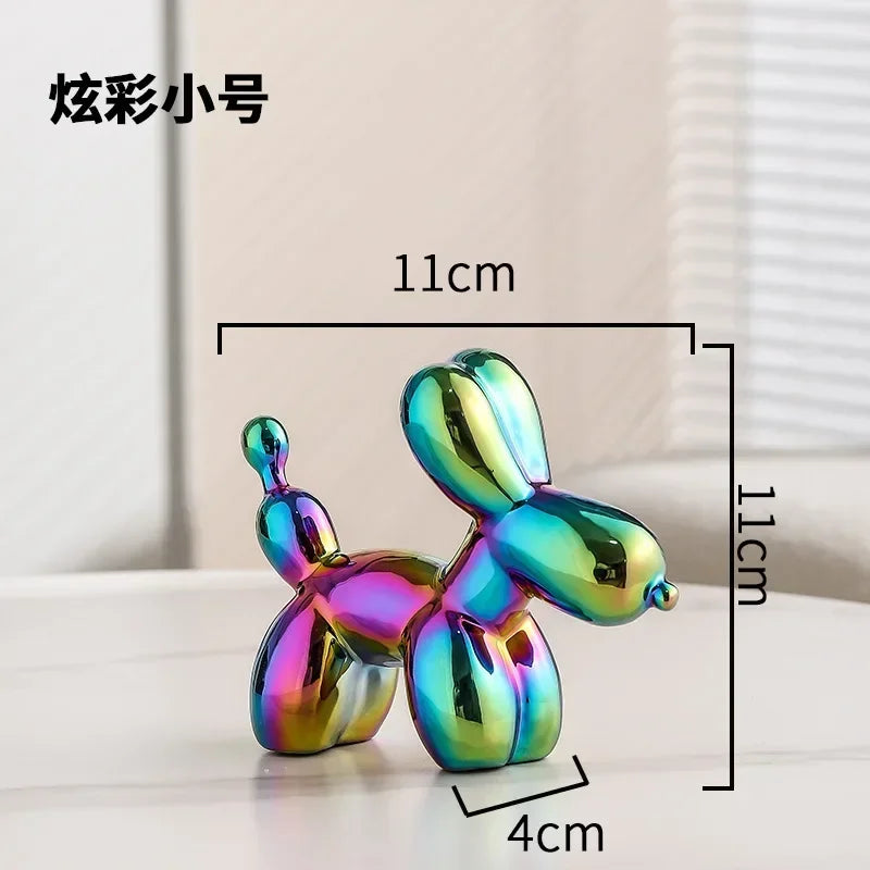 Nordic Keramische Ballon Hond Sculptuur Gouden Dier Decoraties Standbeeld Woonkamer Ornamenten Creatief Bureau Ornament Thuis Decor