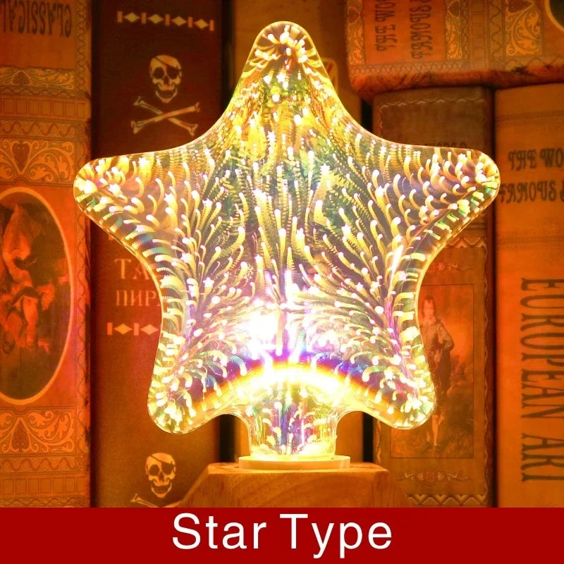 3D LED lamp | Vintage vuurwerk effect lamp met E27 fitting | 6W 85–265V | Decoratie, feest & kerstverlichting | Auravia
