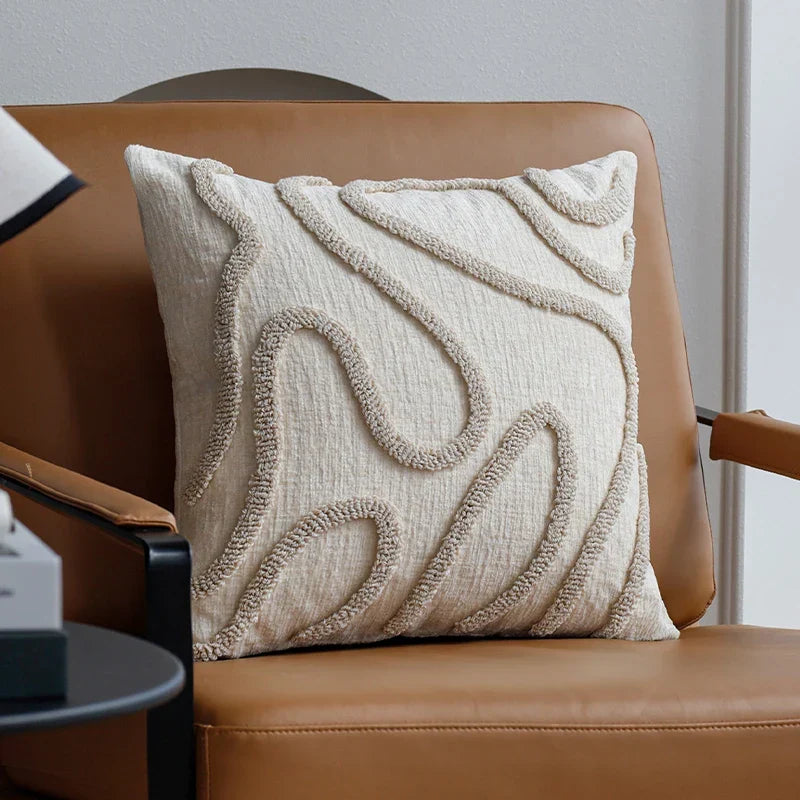 Boho Chenille Kussen met Zachte Geometrische Lijnen voor Sofa en Woonkamer