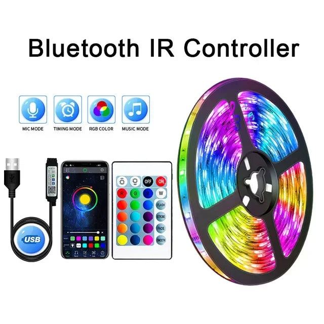 USB RGB LED strip verlichting met app-besturing voor kamer- en TV-achtergrondverlichting decor