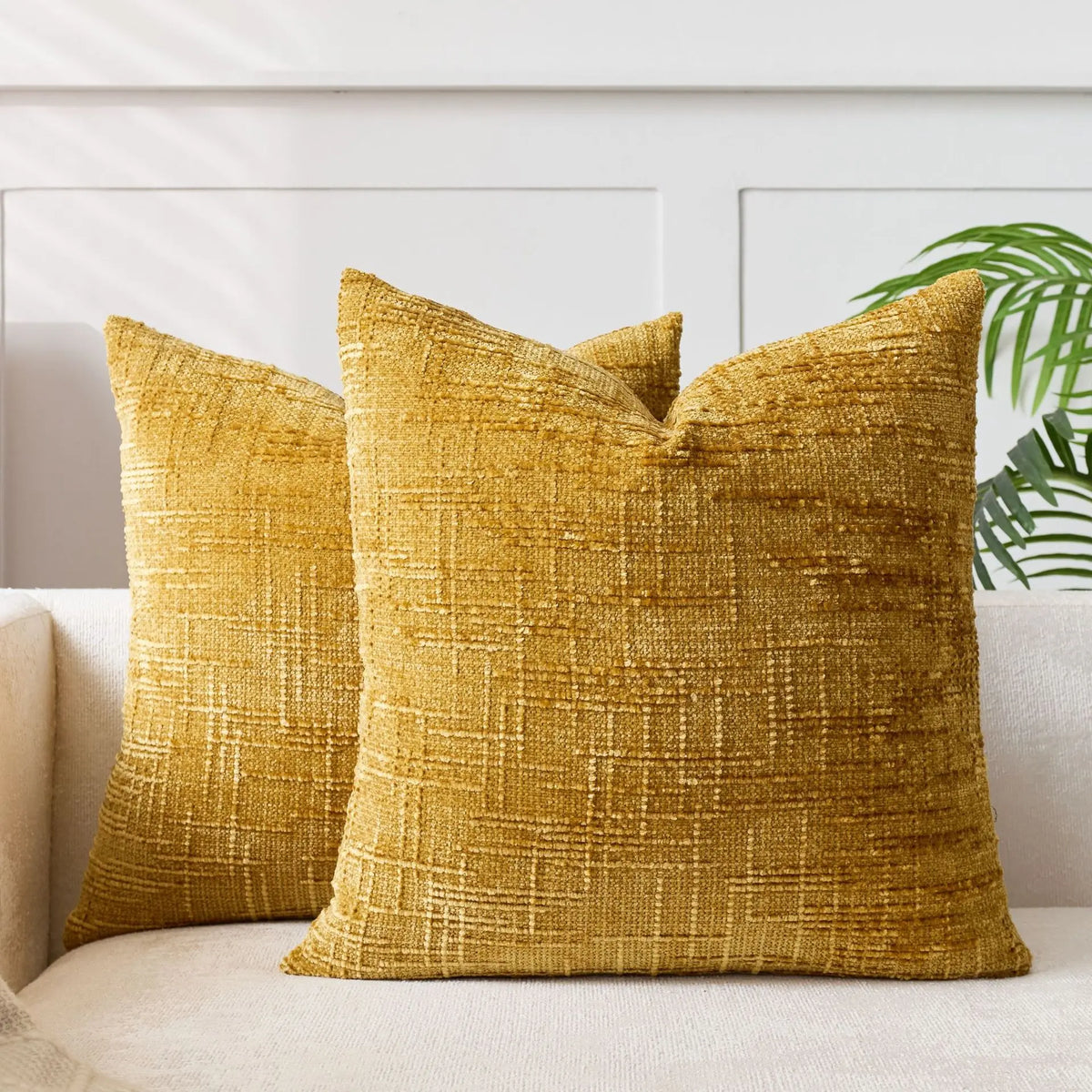 Chenille Kussen met Bamboe Structuur in Effen Kleur voor Sofa en Slaapkamer