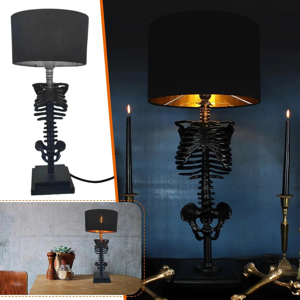 Handgemaakte Gotische Skeletten Tafellamp