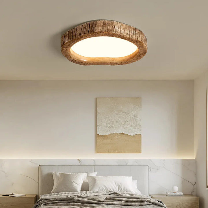 Rustieke LED plafondlamp met houten look - Auralog