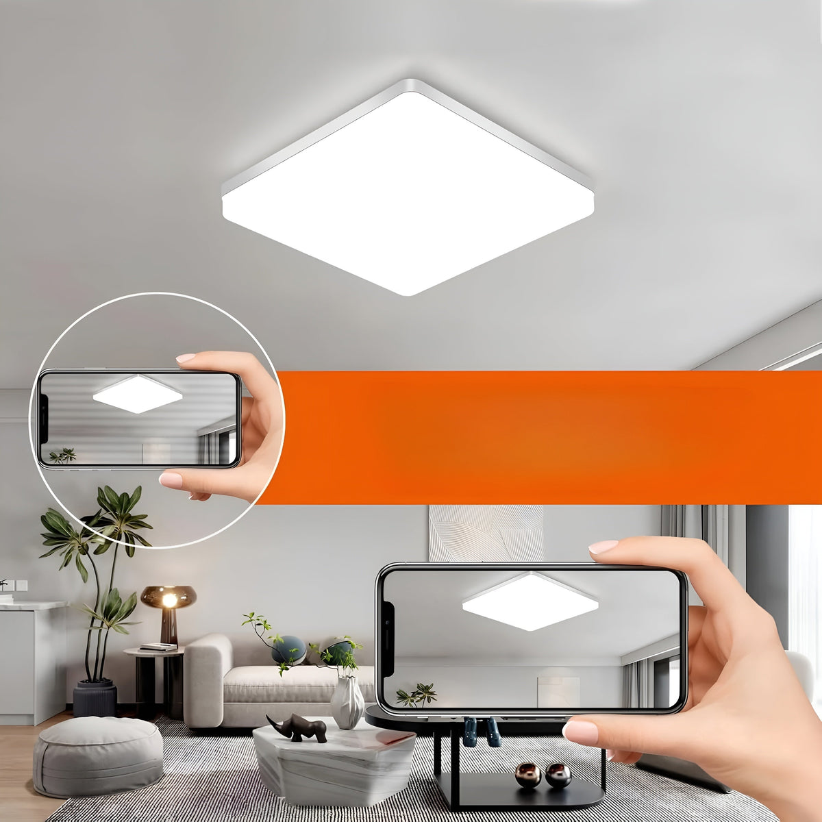 Vierkante LED-Plafondlamp – Evenredig, Aangenaam Licht | SuitaAvosiane voor Woonkamer & Badkamer
