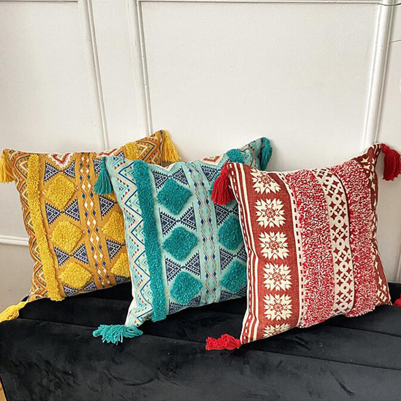 Boho gevoerde franjes kussenhoes