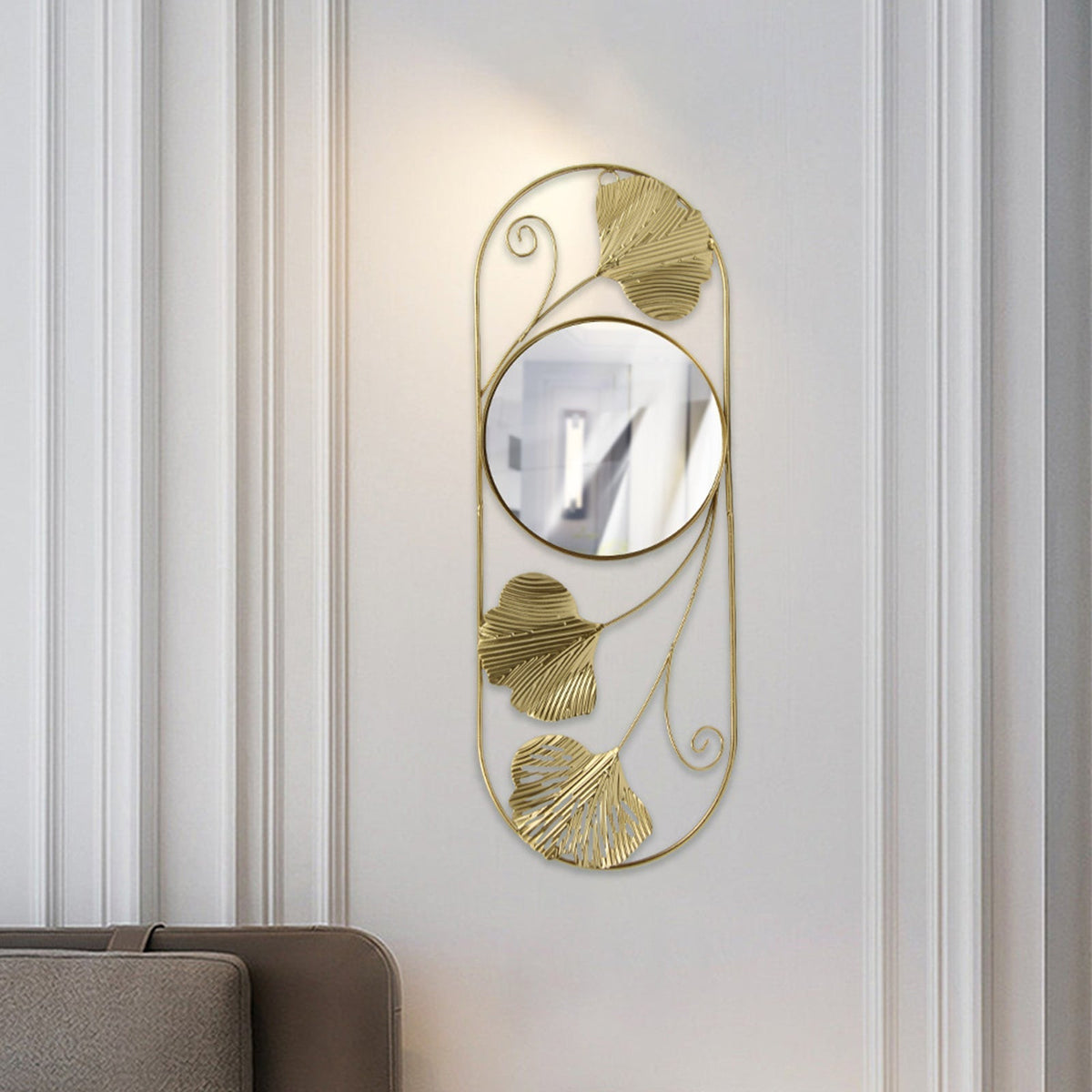 Avosian | Elegante Metalen Ginkgo Blad Wand Spiegel