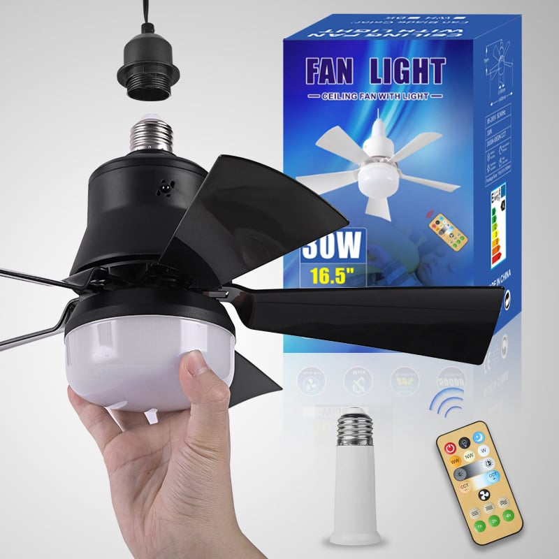 2-IN-1 DRAAGBARE DECKENVENTILATOR & LICHT met afstandsbediening