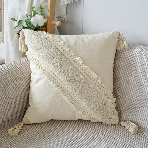 Decoratieve Kussen met Textuurpatroon en Franje