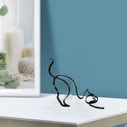 Tier Kunst Eisen Sculptuur Retro Metaal zwarte Lijnen Kat Hond Bureau Ornament