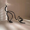 Tier Kunst Eisen Sculptuur Retro Metaal zwarte Lijnen Kat Hond Bureau Ornament