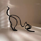Tier Kunst Eisen Sculptuur Retro Metaal zwarte Lijnen Kat Hond Bureau Ornament