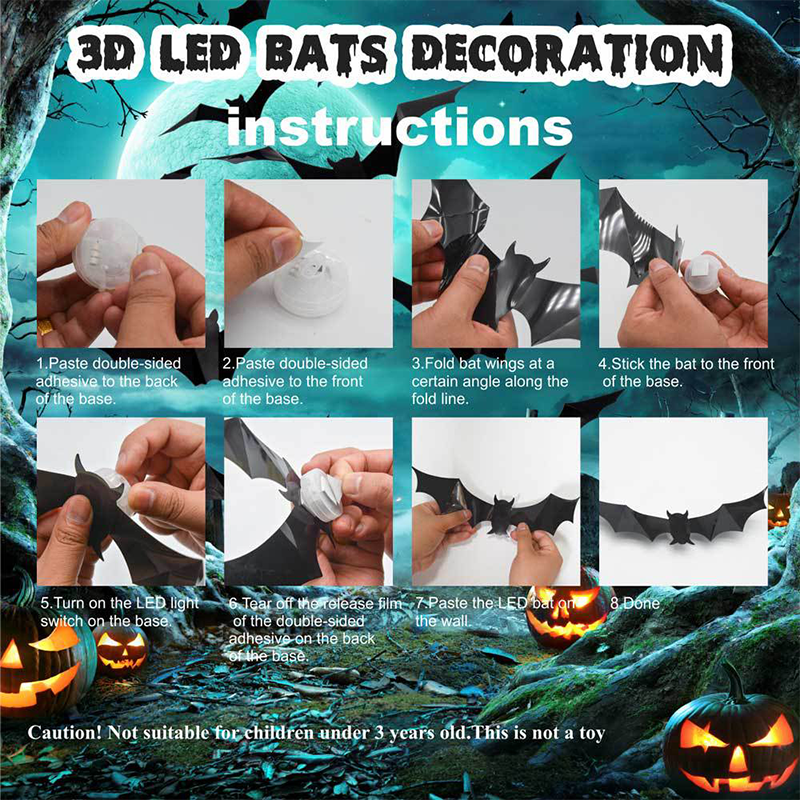 3D Vleermuis LED Wanddecoratie — Maak uw huis tot het engste Halloween-podium met levensechte vliegillusies!