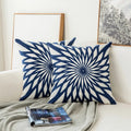 Blauw Borduursel Decoratief Kussen met Ornamentpatroon