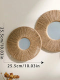 Avosian | Ronde decoratieve wandspiegel in boho stijl met geweven henneptouw