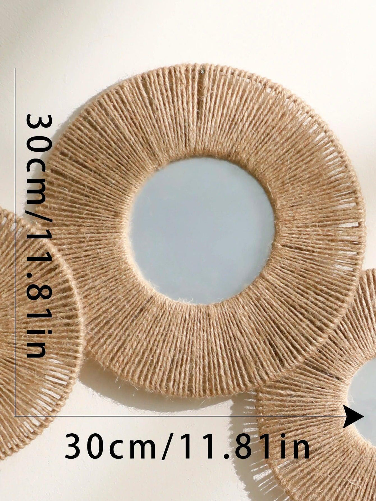 Avosian | Ronde decoratieve wandspiegel in boho stijl met geweven henneptouw