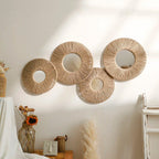 Avosian | Ronde decoratieve wandspiegel in boho stijl met geweven henneptouw