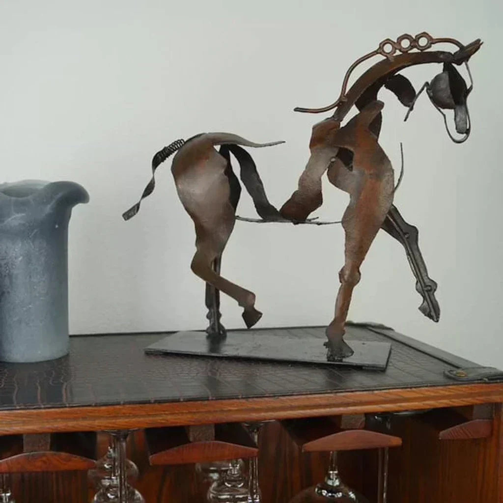 Paardensculptuur - AdonisMetal - Rustieke Elegantie - Tijdloos Decoratief Stuk