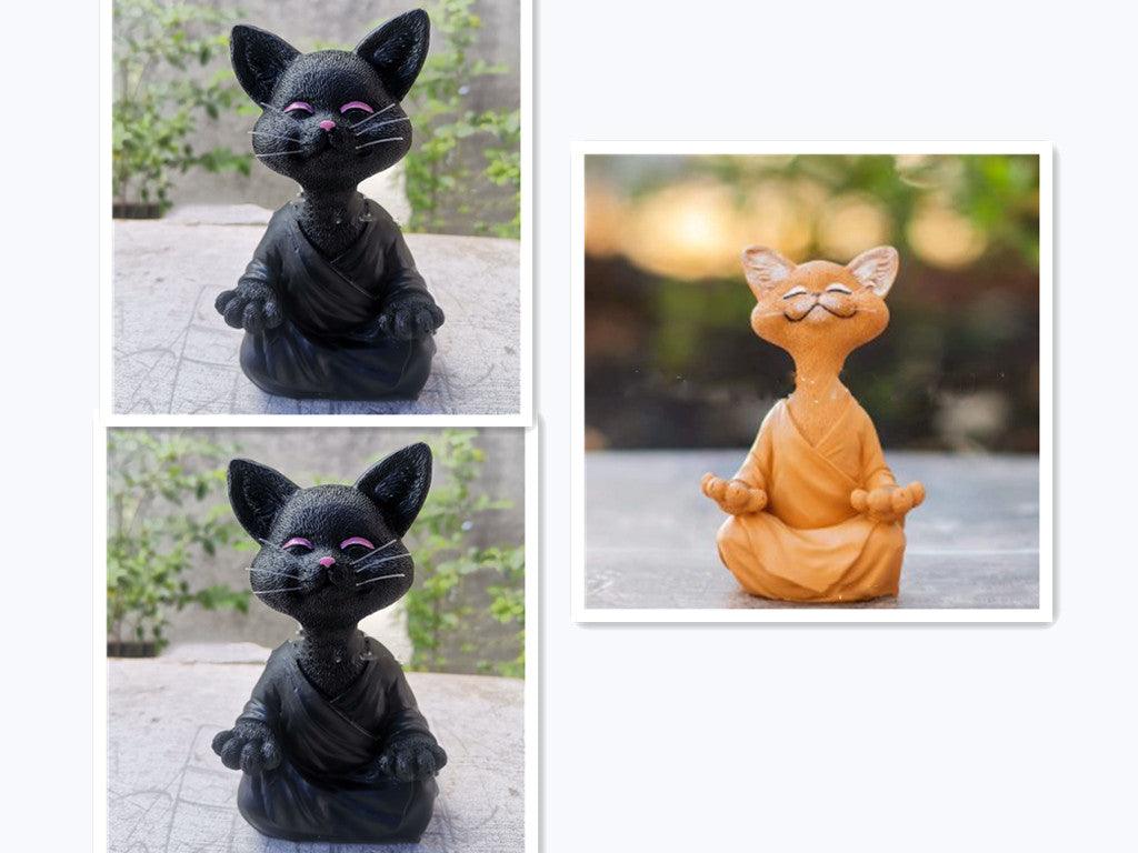 Speelse Zwarte Boeddha Katfiguur Meditatie Yoga Verzamelobject Blije Kat Decoratie Thuis Tuin Decoratie Tuin Ornament