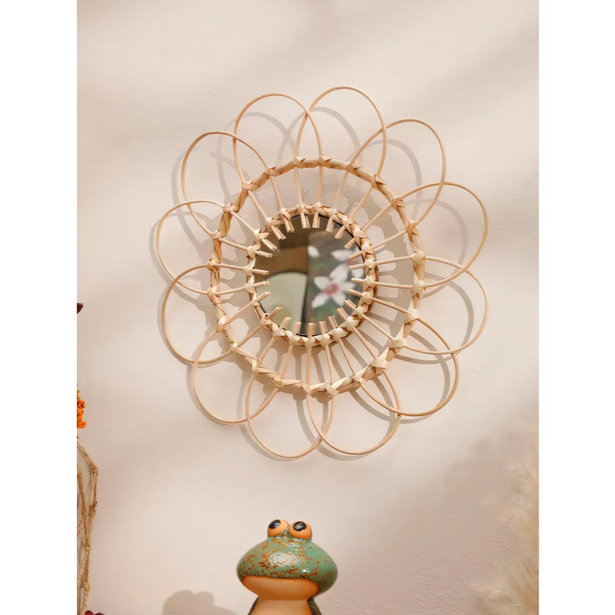 Avosian | Handgemaakte Rieten Decoratieve Wand Spiegel