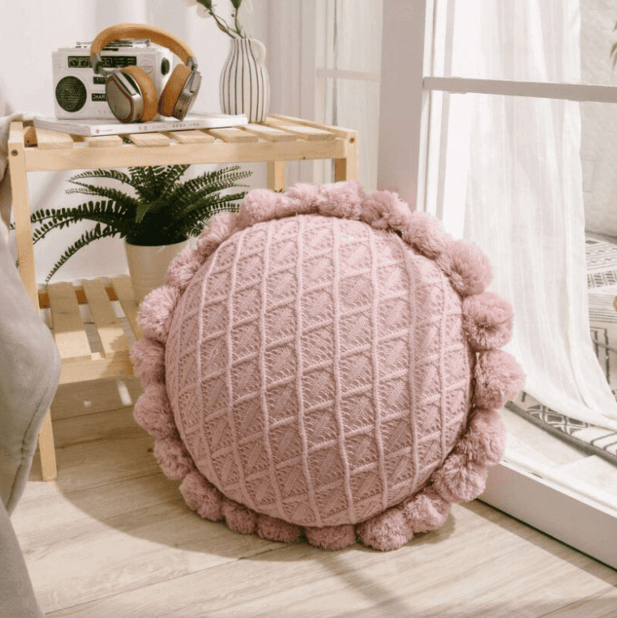 Zoete Pom Pom Tassel Ronde Kussen