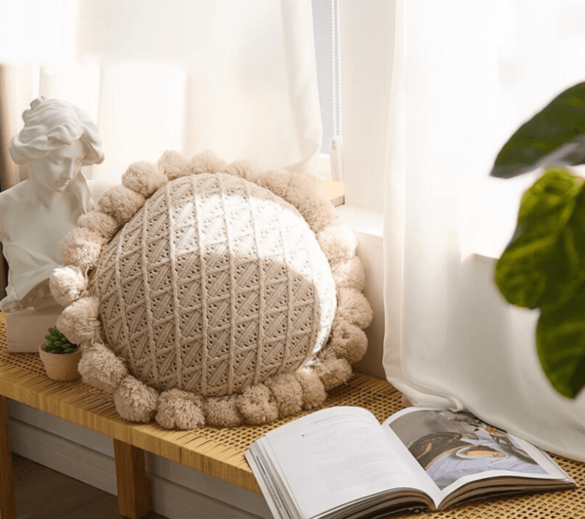Zoete Pom Pom Tassel Ronde Kussen