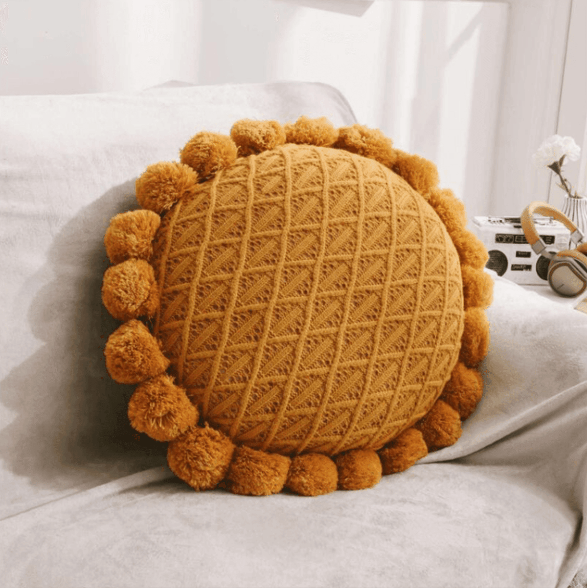 Zoete Pom Pom Tassel Ronde Kussen