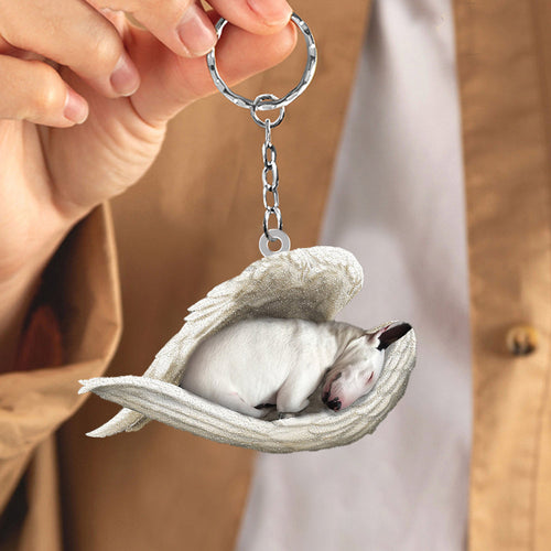 Bull Terrier Sluimerende Engel Acrylaat Sleutelhanger
