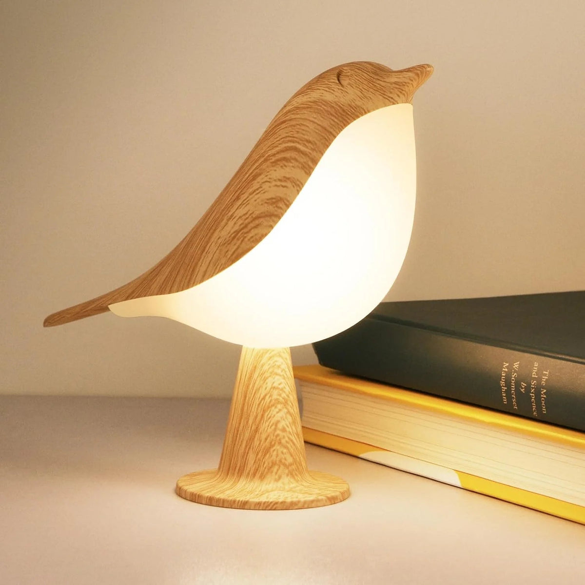Touch-Control Houten Vogel Nachtlamp - Oplaadbare LED Bedlamp