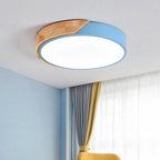 Minimalistische ronde LED plafondlamp met houten decor - modern ontwerp, dimbaar