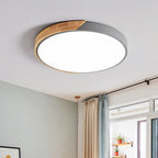Minimalistische ronde LED plafondlamp met houten decor - modern ontwerp, dimbaar