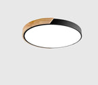 Minimalistische ronde LED plafondlamp met houten decor - modern ontwerp, dimbaar