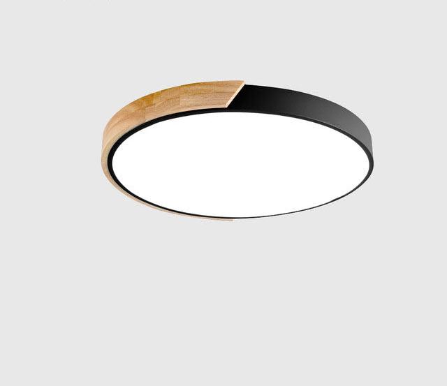 Minimalistische ronde LED plafondlamp met houten decor - modern ontwerp, dimbaar
