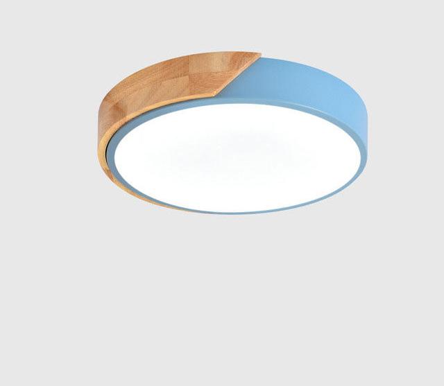 Minimalistische ronde LED plafondlamp met houten decor - modern ontwerp, dimbaar