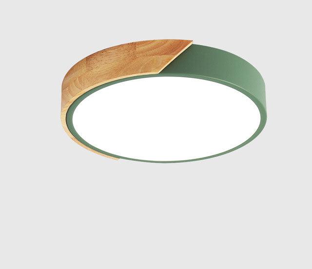 Minimalistische ronde LED plafondlamp met houten decor - modern ontwerp, dimbaar