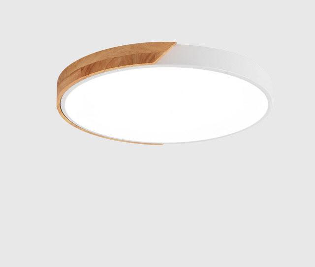Minimalistische ronde LED plafondlamp met houten decor - modern ontwerp, dimbaar