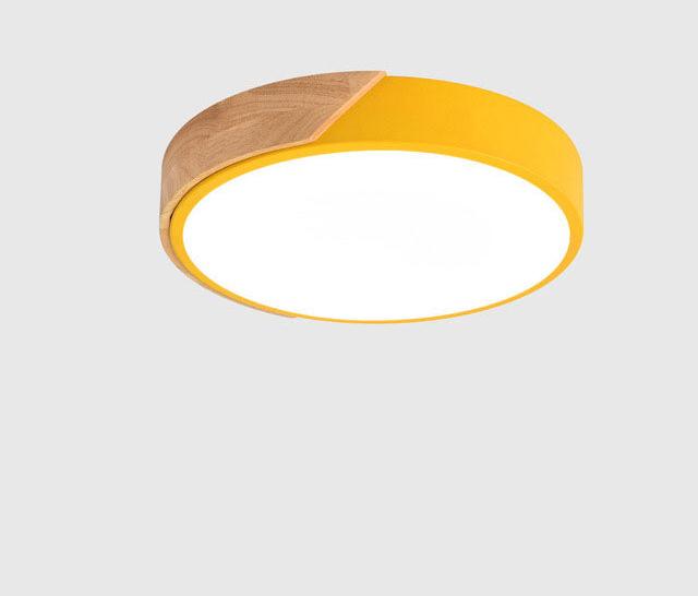 Minimalistische ronde LED plafondlamp met houten decor - modern ontwerp, dimbaar