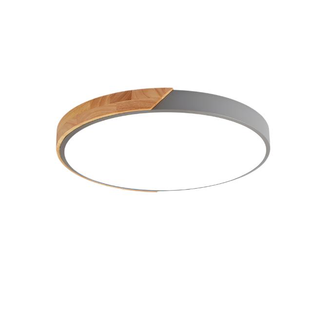 Minimalistische ronde LED plafondlamp met houten decor - modern ontwerp, dimbaar